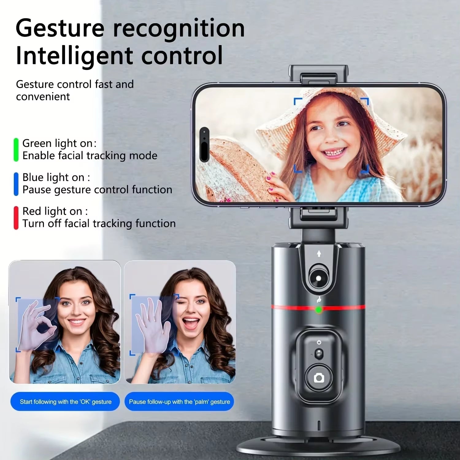 New P02 Auto Face Tracking Tripod Auto Tracking Phone Holder Horizontal and Vertical Screen Switching 360° Rotating Phone Holder