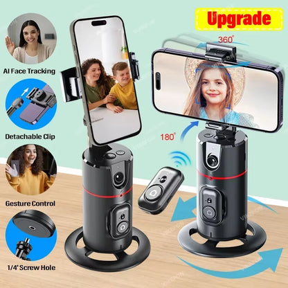 New P02 Auto Face Tracking Tripod Auto Tracking Phone Holder Horizontal and Vertical Screen Switching 360° Rotating Phone Holder